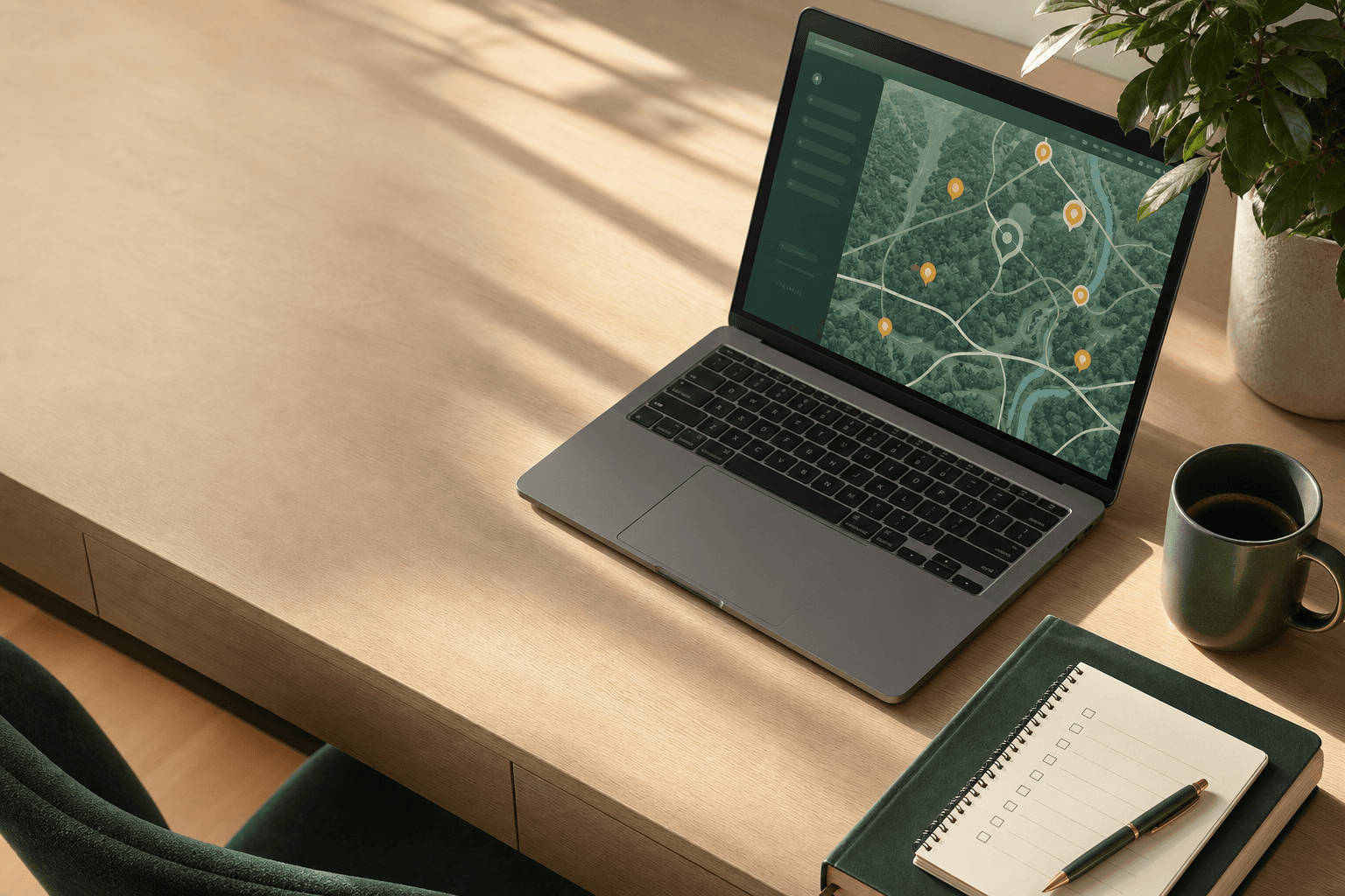 Laptop and notebook used to research international schools